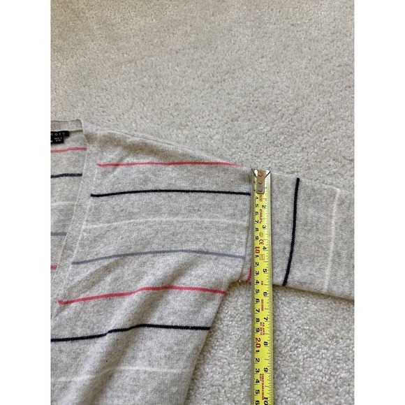 THEORY CASHMERE sweater Women Size M Open Front Gray Stripes Cardigan ($385) - Picture 9 of 10